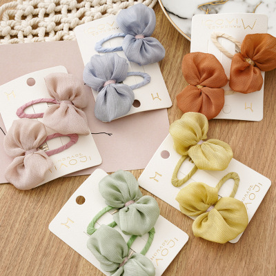 Korean version of the new children's Hair Clip Bowknot Mesh Cute Cartoon Ins cloth art wrapped BB clip Accessories