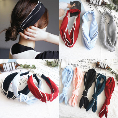 Spring and Summer Japan Edition New Cross hair band Ladies tie hair Hoop straight wire jewelry wholesale