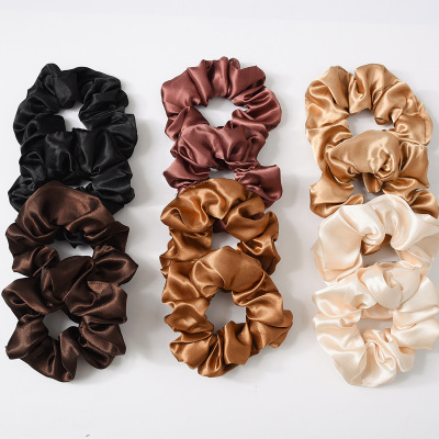 Europe and the United States cross-border new color Diced Cloth large intestine Hair ring set pure color cloth ring headband headwear manufacturers wholesale