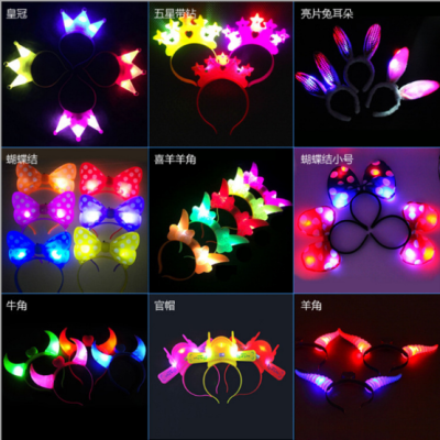 Luminescent Horns Antlers Flash Hairpin with Light Luminous Bow Crown Headdress Barrettes Fluorescent Small Toy