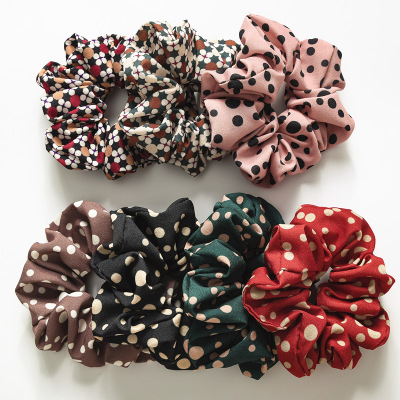 Cross-border New Japanese and Korean version of colored polka Dots Large intestine loop Hair Circle female Ponytail head accessories manufacturers approved