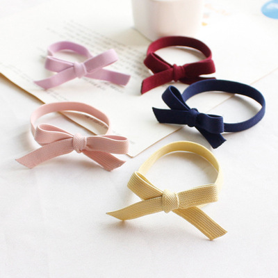 Three States Korean version of solid color Butterfly Hair tie Rubber band hair Ring simple Joker hair rope female head Accessories batch