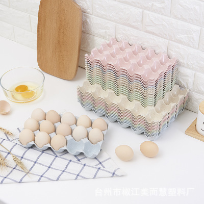 creative wheat straw 24 grid egg storage box stackable refrigerator fresh egg box egg grid fresh keeping grid