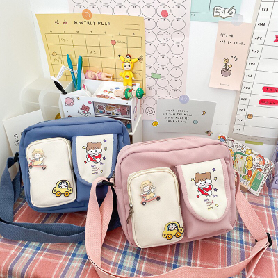 Korean College Style Simple Cute Cartoon Soft Girl Student Contrast Color Small Bags Japanese Ins Girl's Crossbody Bag