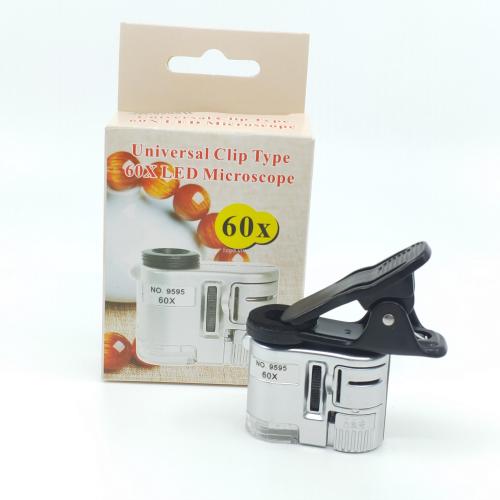 9595w handheld led with light 60 times magnifying glass mini portable universal mobile phone clip photo detector microscope