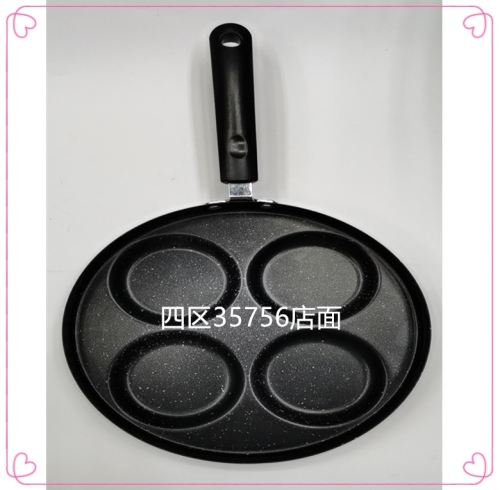 Spot Direct Supply Omelette Pot Egg Dumpling Hamburger Pot Breakfast four-Hole Non-Stick Household Mini Maifan Stone Small Pan