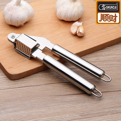 Shuncai Stainless Steel Garlic Press Household Garlic Masher Multi-Functional Garlic Press Garlic Press Ginger Grinder Kitchen Gadget