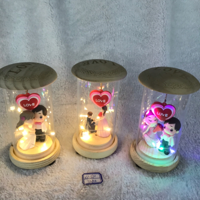 Couple Cartoon Glass Furnishing Article Crafts with Light