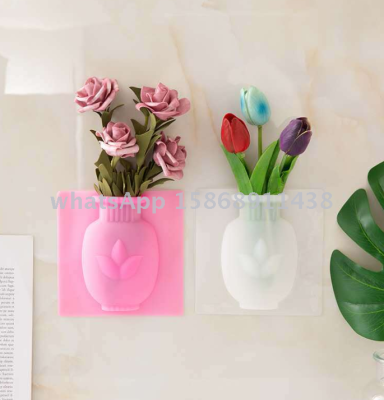 New silica gel vase creative magic stainless stick can be adsorbed refrigerator glass wall vase decoration