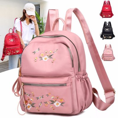 Foreign Trade Exclusive Fashion All-Match Elegant Nylon Embroidery College Style Backpack Casual Outing Backpack