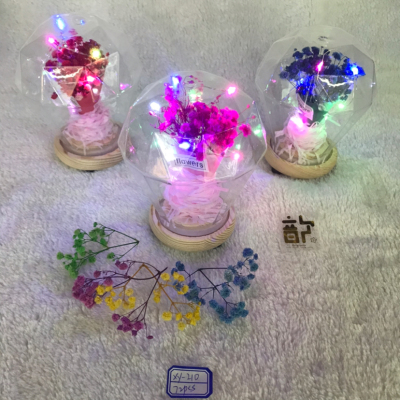 Dried Flower with Lamp Glass Cover Gift