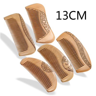 Natural Peach Wood Boutique Double-Sided Carving Craft Comb Texture First-Level Bar Easy to Carry Both Men and Women