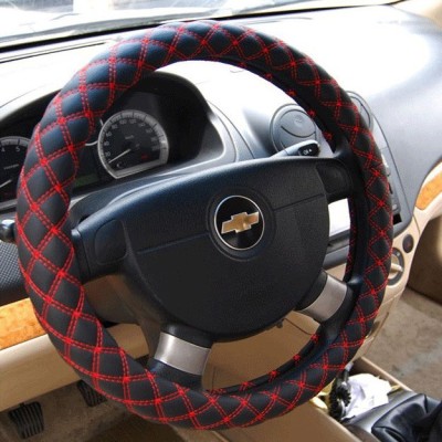 Red Wine Steering Wheel Cover 540G Microfiber White Inner Ring 2 Colors Optional Car Supplies Interior Wholesale