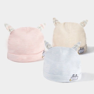 Double Layer Newborn Cap-6 Months Cotton Beanie Cap Bunny Ears Baby Soft Wool Hat Factory Wholesale