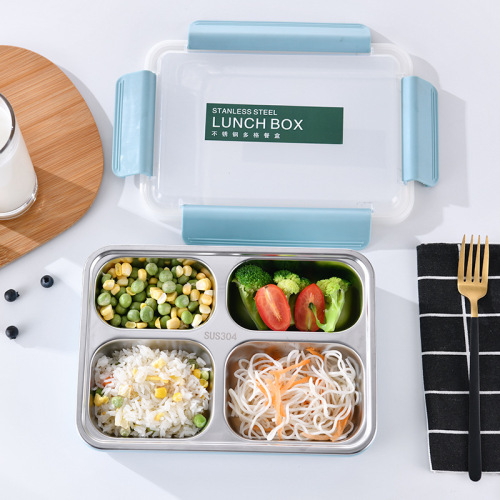 new 304 stainless steel lunch box sealed leak-proof double-layer anti-scald lunch box student canteen portable bento box