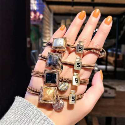 Korean Hair Accessories Rubber Headband Head Rope Female Simple Internet Celebrity Ins Tie-up Hair Rope Chanel-Style Hair Ring Headdress Wholesale Manufacturers