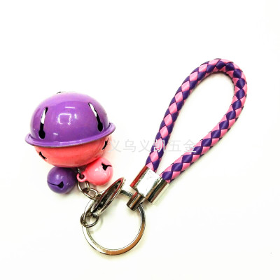 Bell key chain woven leather ring bell key chain Lobster key chain pendant colorful bell pendant