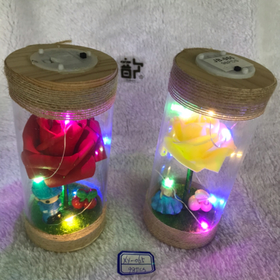 Artificial Flower Cartoon Glass Crafts with Light