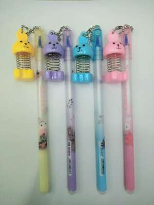 Creative New Cute Bounce Bunny Pendant Transparent Color Rod Gel Pen Decompression Pendant Pen Student Pen