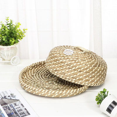 Hot Sale Handmade Straw Woven Storage Basket Furniture Daily Use Dustproof Cover Sundries Snack Storage Basket Storage Basket Storage Box
