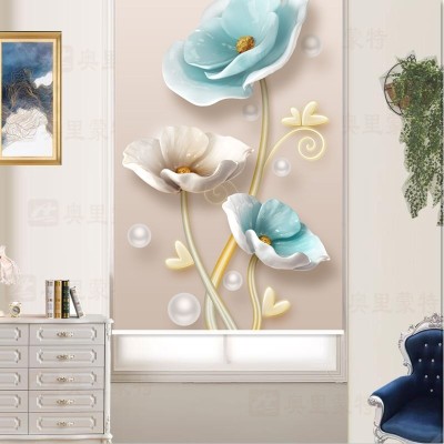 3D painting toilet curtains are as roller curtain pull bead type shading and heat insulation