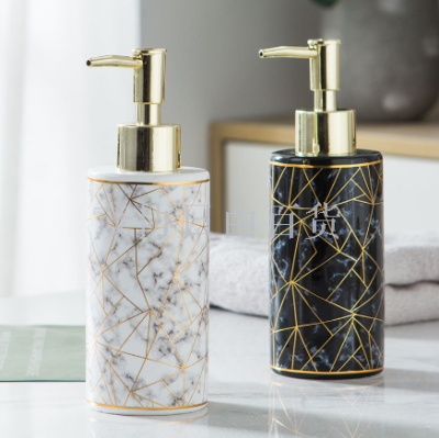 Ceramic hand sanitizer bottle Black and white, Nordic gold marble bathroom shampoo and body wash bottle