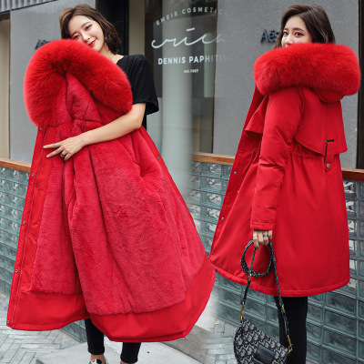Winter new style in the long style over cotton - padded thanks participants in Korean version lamb dovetail inner village down cotton - padded thanks \"women cotton - padded jacket batch