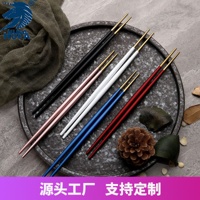 304 Double-Headed Pointed Sushi Chopsticks Stainless Steel Pointed Japanese Household Cuisine Portuguese Chopsticks Custom Logo