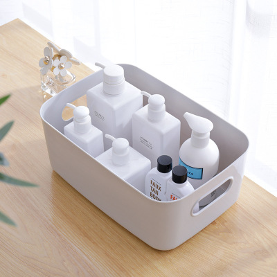 Factory Sales Plastic Storage Basket Bathroom Bathroom Cosmetics Storage Basket Kitchen Desktop Sundries  Storage Box