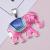 Stainless Steel New Fashion European and American Style Elephant Stainless Steel Color Double-Sided Painting Oil Necklace Exquisite Pendant Factory Direct Sales
