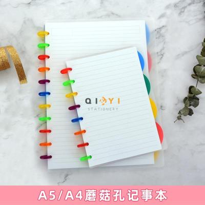 Mushroom hole high school students' classroom record book transparent PP cover with color ring by wholesale