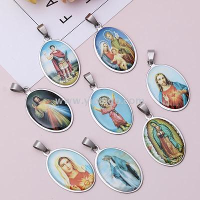 Virgin Mary statue of stainless steel oval female pendant western religious titanium steel accessories manufacturers do not sell directly