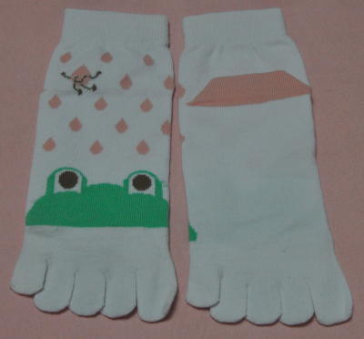 Cotton Cartoon Frog multi-color five-finger socks Diamond