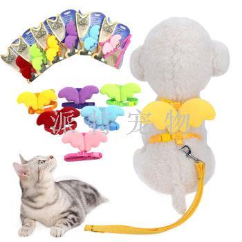 New pet leash angel wing cat chain bow for cats Chest strap dog chain