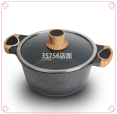 Spot Supply Korean Maite Stone Non-stick Pot Soup Pot Braised Pot Induction Cooker Open Flame Universal 24cm