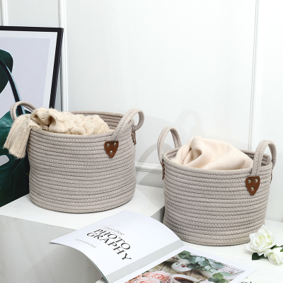 Exquisite Nordic Style Handle Laundry Basket Cotton Thread Storage Barrel Clothes Box Storage Basket