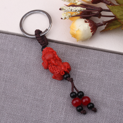 3 Yuan Store Supply Cinnabar Car Key Ring Pendant Birth Year Men and Women Creativity Gift Peace Buckle Chopsticks Gourd