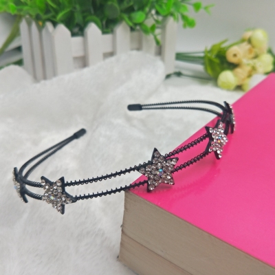 Sheshi Korean Rhinestone Wavy Non-Slip Headband Adult Korean Style Wide-Edged Headband Alloy Retro Ornament