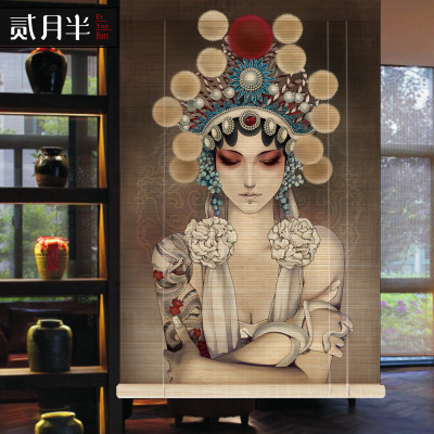 Costume decoration hanging Painting door curtain of Peking Opera flower Denier Chinese Chinese bamboo curtain curtain