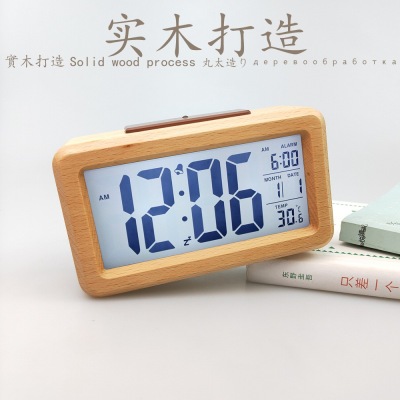 Amazon sells hot style products electronic Clock Real Wood Alarm Clock fashion Electronic Gifts Smart Clock 1902