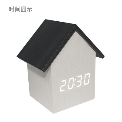 Amazon hot style popular Korean small house clock Q version house electronic clock gift clock electronic Clock MINI HS