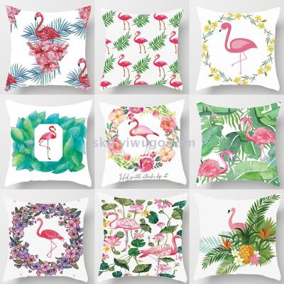 Cross-border Flamingo pillow sofa Living room linen pillow Cover car Back from a large number of excellent
