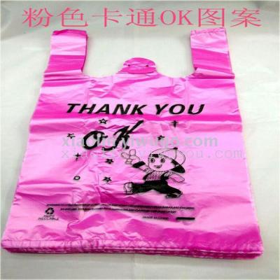 Hot style spot direct selling powder baby OK design plastic vest bags shopping bags garbage bags