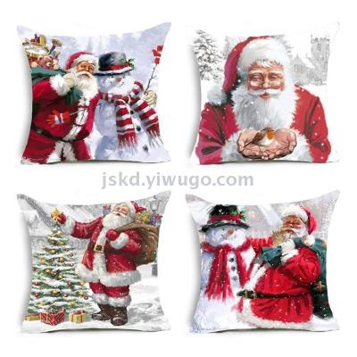 Cross Border Santa Claus Pillow Cover Holiday Home sofa cushion Cover manufacturers wholesale support customization