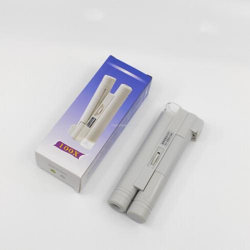 10085-1 reading handheld portable 100 times microscope with light source scale reading with light identification biology teaching