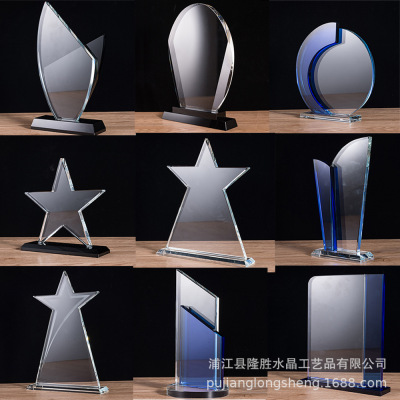 Glass Trophy Licensing brand Customized Foreign Trade Orders Cross-border supply Goods Furnishing Crystal trophy