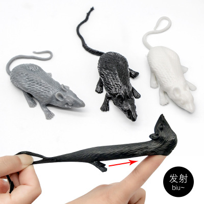 New Exotic Halloween Trick Vent Toy Catapult Mouse Black and White Finger Catapult Children's Day Toy