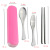 Stainless Steel Portable Tableware Three-Piece Fishtail Fork Spoon and Chopsticks Set Pull-out Plastic Box Gift Tableware Wholesale