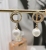 Korean fashion AB around asymmetric Letters Pearl 925 Web celebrity Live Broadcast hot style letters short Earrings