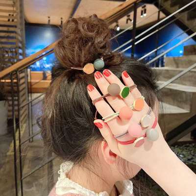 Morandi Color Screen Red Ribbon Female Ins Korean Hair Band Beads Hair Band Double Layer Small Rubber Band Mori Hair Band